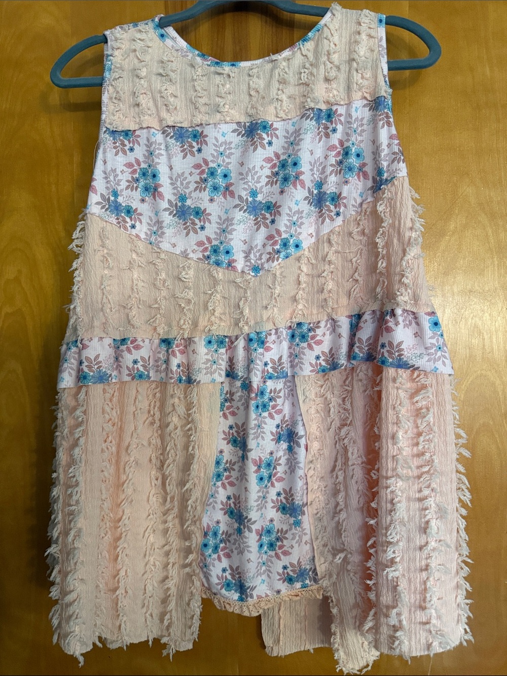 POL Peach and Blue Floral Top
